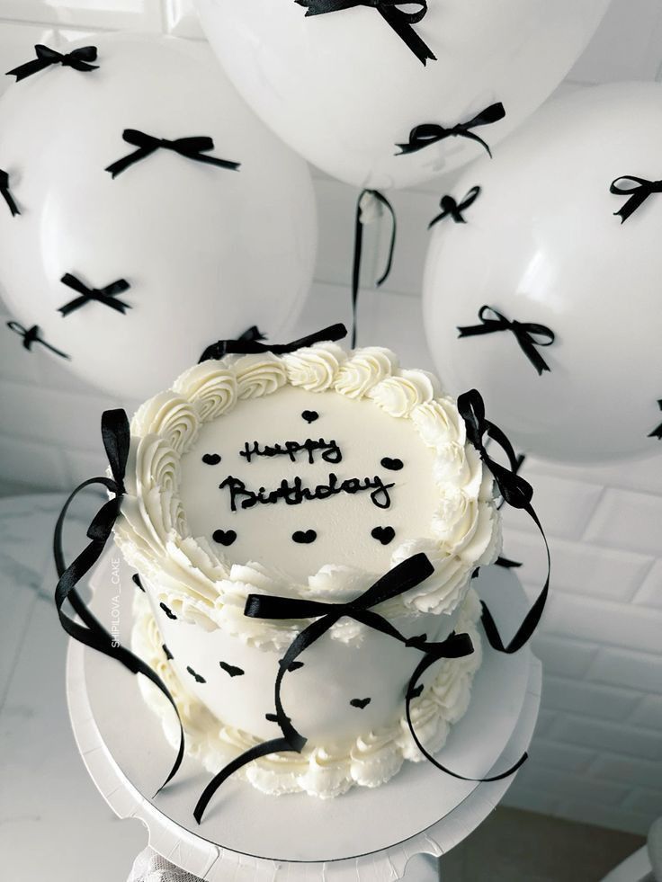 Black & White Ribbon Cake